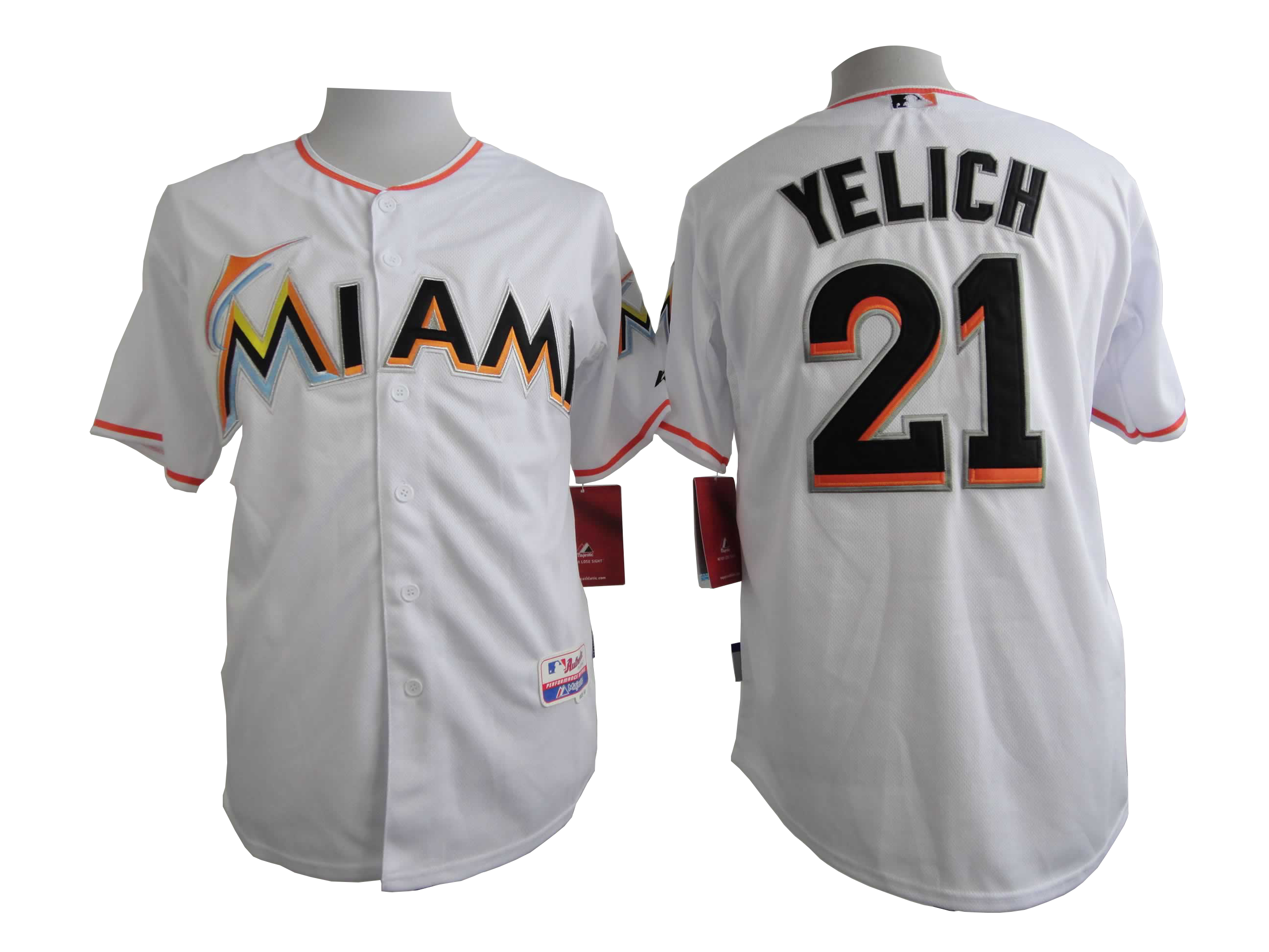 Men Miami Marlins 21 Yelich White MLB Jerseys